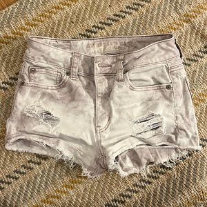 Purple  / white jean shorts